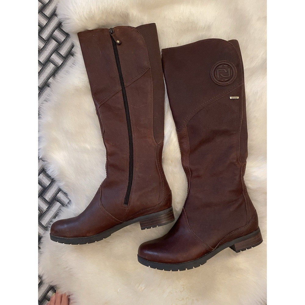 Rockport Hydro-Shield Waterproof Tall Brown Leather Boots Womens 7 Wide